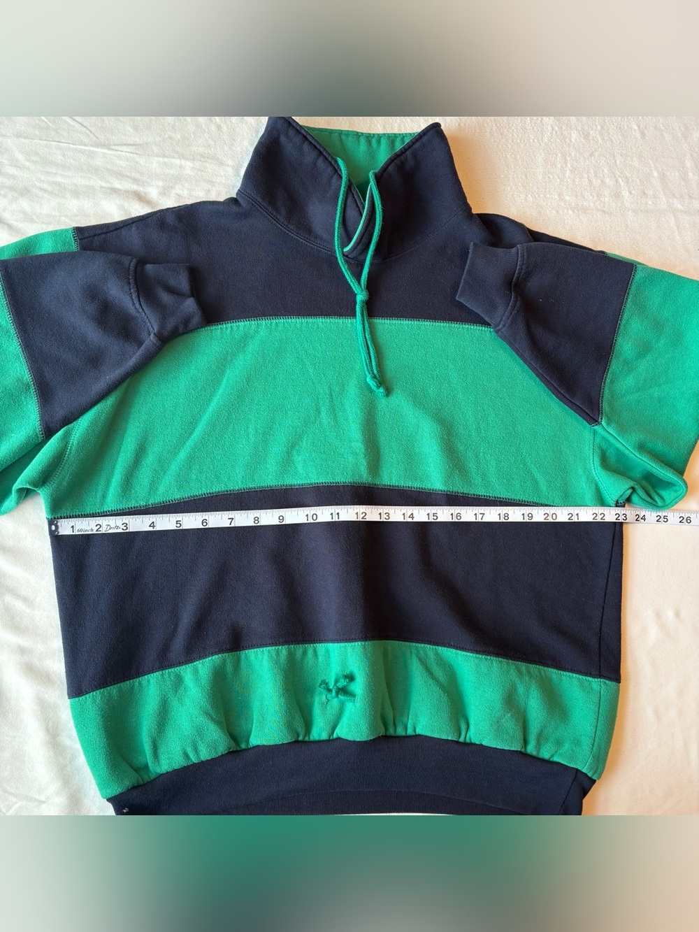 Vintage E-B Sport Sweatshirt- Green and Navy Color Block Design - Picture 2 of 7